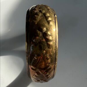 Hammered Metal Bangle Bracelet in Warm Golden Bronze